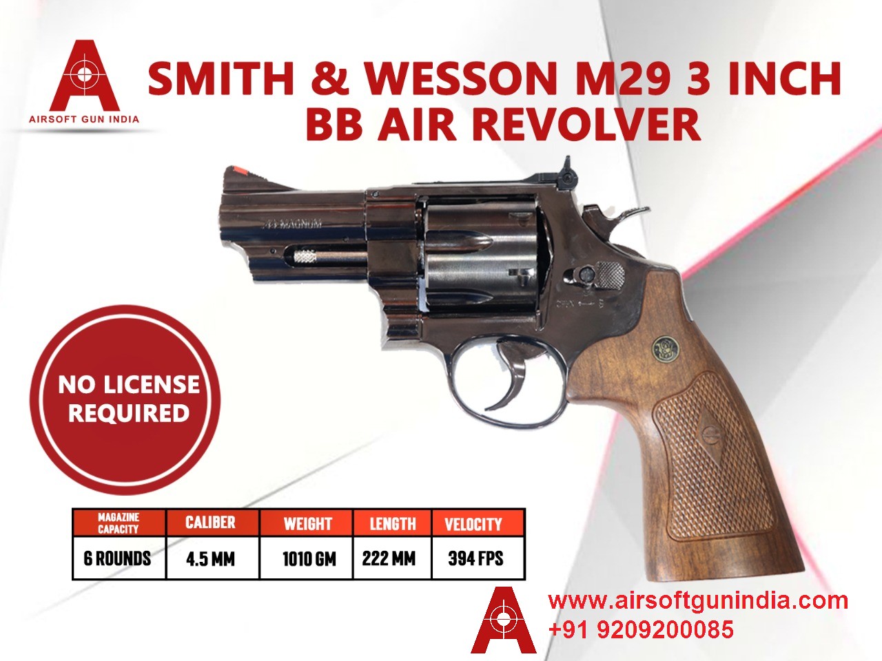 Revolver Airsoft Smith & Wesson M29 8 3/8'' CO2 Full Metal Chromé