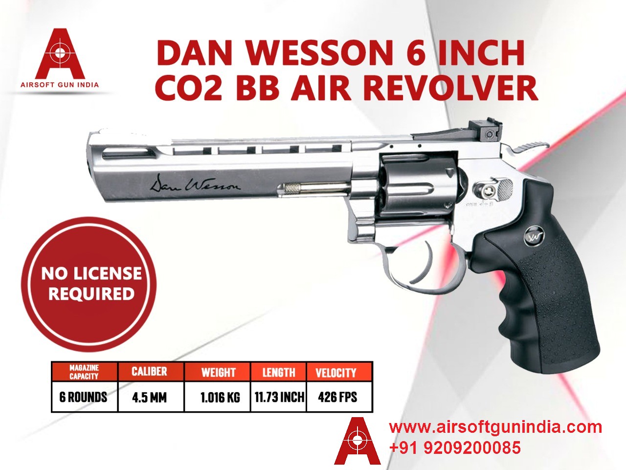 Dan Wesson 6 Inch Co2 Bb Revolver Silver By Airsoft Gun India 7321