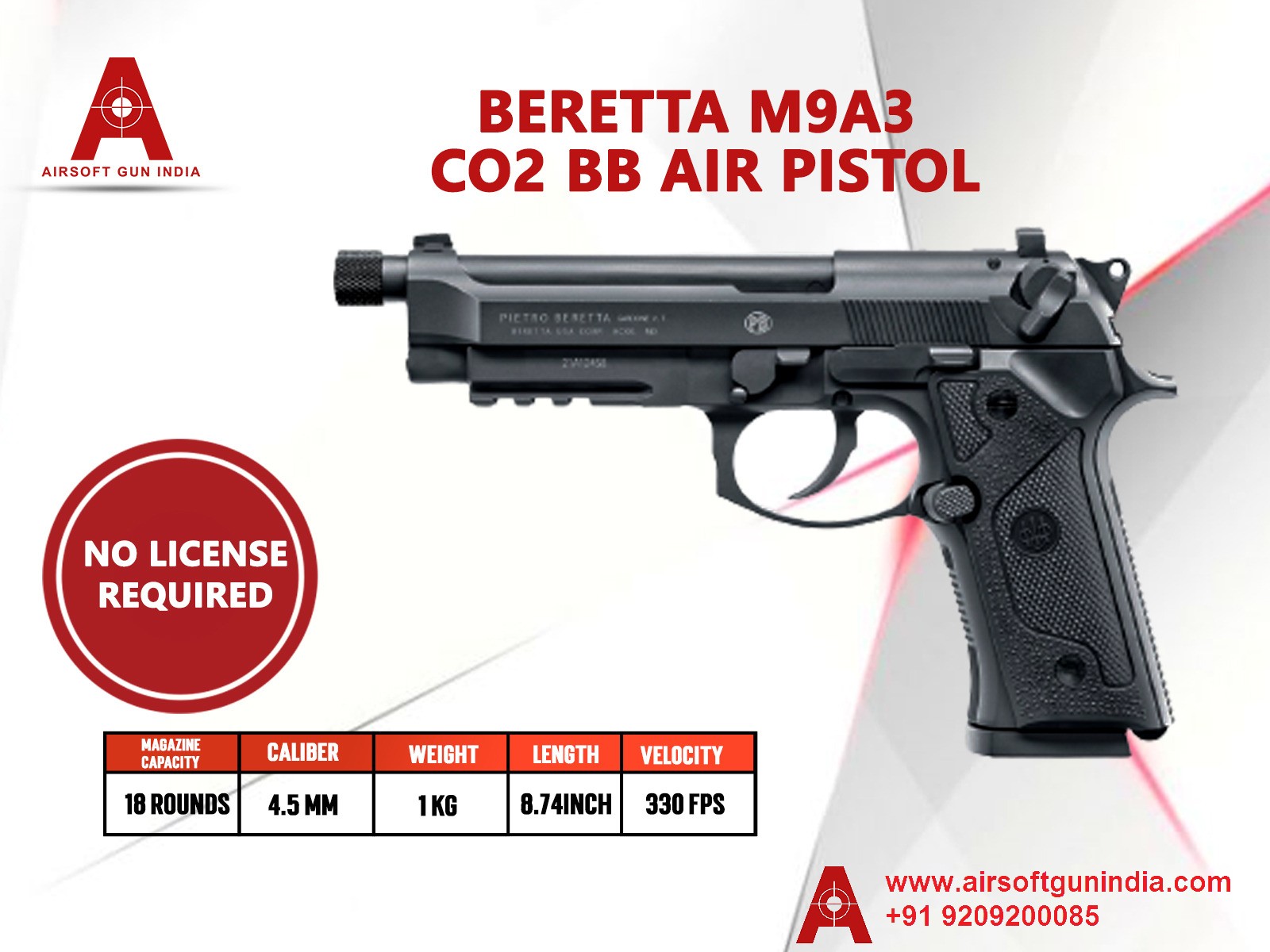 Umarex Beretta M9A3 Blowback .177 Cal, 4.5mm Co2 BB Air Pistol