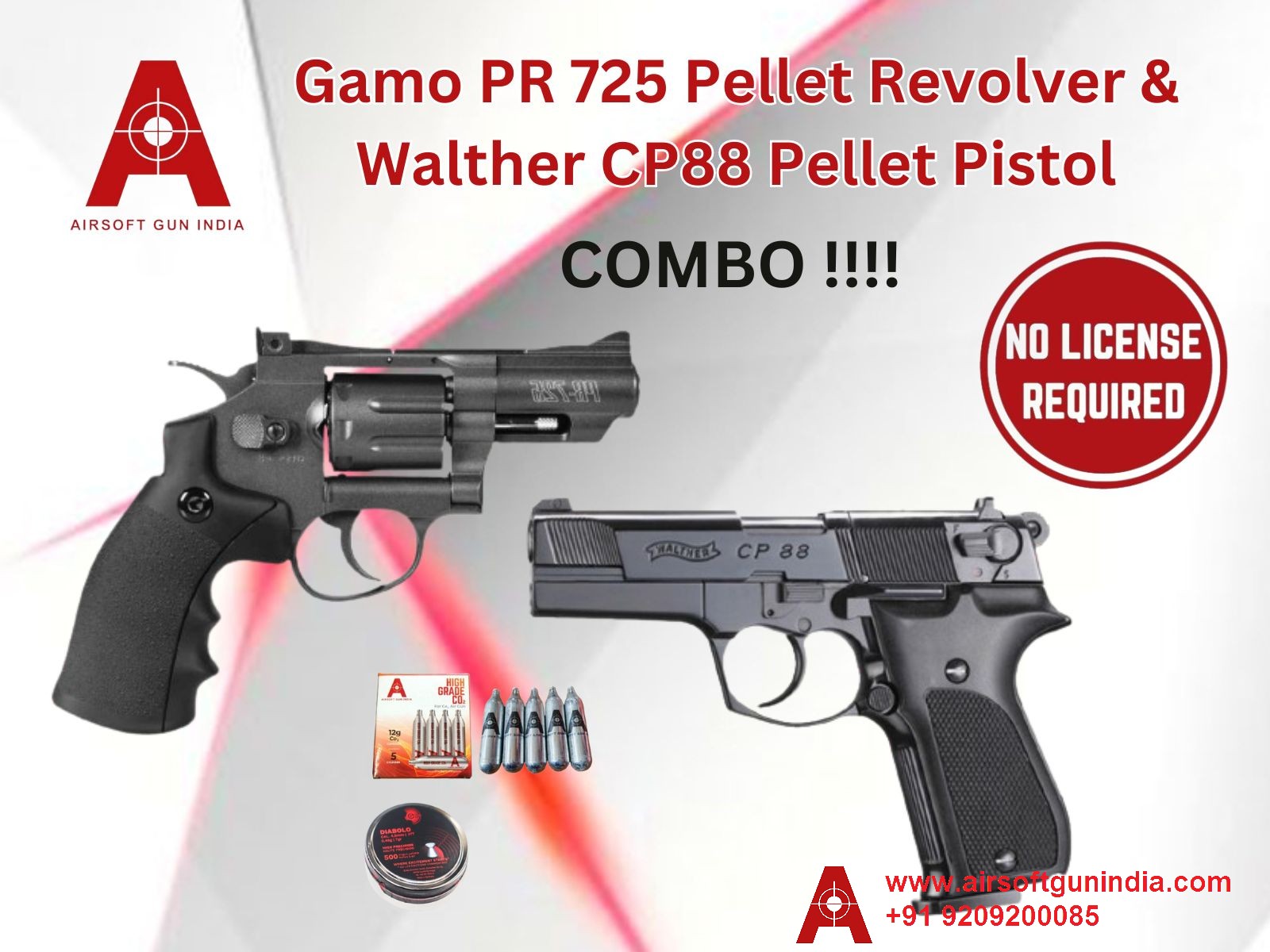 Co2 Airgun Combo Deals Gamo Pr 725 Pellet Revolver And Walther Cp88 Pistol Airsoft Gun India 4735